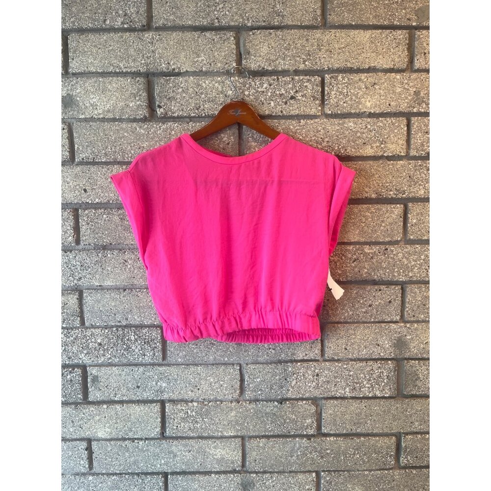 DKNY Womens Hot Pink Cropped Top With Elastic Hem XS